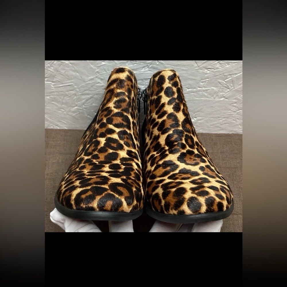 G.H. Bass Nina Women's Booties Leopard Print Calf Hair Black Suede Zip Size 6M - Picture 8 of 14
